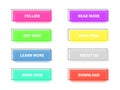 Colored modern trendy flat buttons. Rectangle button set, main shapes and icons with square frames for websites, mobile