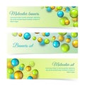Colored molecule banners 3d set Royalty Free Stock Photo