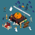 Monster Halloween Isometric Composition Royalty Free Stock Photo