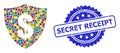 Grunge Secret Receipt Seal and Colored Mosaic Dollar Shield