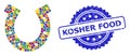 Grunge Kosher Food Stamp Seal and Multicolored Collage Horseshoe