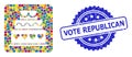 Textured Vote Republican Stamp Seal and Colored Mosaic Marriage Cake