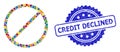 Distress Credit Declined Stamp Seal and Colored Mosaic Restrict