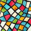 Colored mosaic seamless pattern with grunge effect