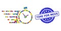 Textured Time for Move Stamp Seal and Colored Collage Time