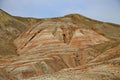 colored mountains, with a predominance of purple hues, in the Khizi region of Azerbaijan