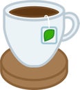 Colored mug icon on stand with tea bag