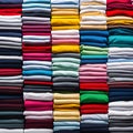 Colored multi-colored T-shirts lie in a stack Royalty Free Stock Photo