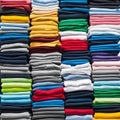 Colored multi-colored T-shirts lie in a stack. Concept of diversity in the world Royalty Free Stock Photo