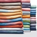 Colored multi-colored T-shirts lie in a stack. Concept of diversity in the world Royalty Free Stock Photo