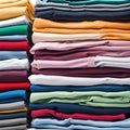 Colored multi-colored T-shirts lie in a stack Royalty Free Stock Photo