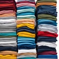 Colored multi-colored T-shirts lie in a stack Royalty Free Stock Photo
