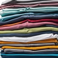 Colored multi-colored T-shirts lie in a stack Royalty Free Stock Photo