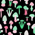 Colored Mushrooms Vector Background Pattern Seamless