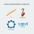 Colored music instruments icons set. Vector Royalty Free Stock Photo