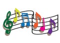 Colored music notes Royalty Free Stock Photo