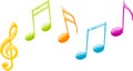 Colored music notes Royalty Free Stock Photo