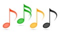 Colored musical notes. Vector illustration Royalty Free Stock Photo
