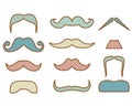 Colored mustaches isolated over white background Royalty Free Stock Photo