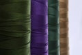 Colored natural cotton yarn. Bobbins with yarn for making handmade products. The concept of needlework Royalty Free Stock Photo