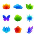 Colored nature vector icon set Royalty Free Stock Photo