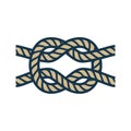 Colored nautical rope knot for a sea ship Royalty Free Stock Photo