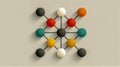 Colored network node diagram, abstract flowchart with connected spheres for data and technology visualization Royalty Free Stock Photo