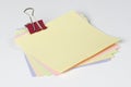 Colored notes with paper clip Royalty Free Stock Photo