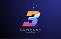 colored number 3 logo icon with dots. Yellow blue pink template design for a company and busines