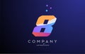 colored number 8 logo icon with dots. Yellow blue pink template design for a company and busines