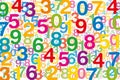 Colored numbers on white background