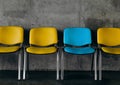 Colored office chairs group arranged row guests Royalty Free Stock Photo