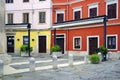 Colored old buildings in Pula town. Royalty Free Stock Photo