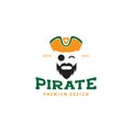 Colored old man pirate vintage logo symbol icon vector graphic design illustration idea creative