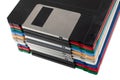 Colored old retro floppy diskettes in stack Royalty Free Stock Photo