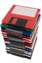 Colored old retro floppy diskettes in stack Royalty Free Stock Photo