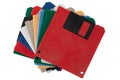 Colored old retro floppy diskettes in stack Royalty Free Stock Photo