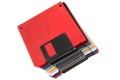 Colored old retro floppy diskettes in stack Royalty Free Stock Photo