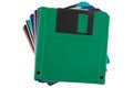 Colored old retro floppy diskettes in stack Royalty Free Stock Photo