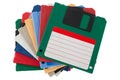 Colored old retro floppy diskettes in stack Royalty Free Stock Photo