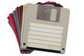 Colored old retro floppy diskettes in stack Royalty Free Stock Photo