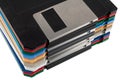 Colored old retro floppy diskettes in stack Royalty Free Stock Photo