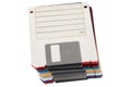 Colored old retro floppy diskettes in stack Royalty Free Stock Photo