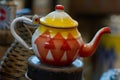 Colored old tea pot Royalty Free Stock Photo