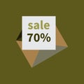 Colored envelope and white sheet with discount