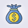 colored outline money bag icon logo vector illustration design