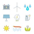 Colored outline recycle ecology energy icons