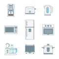 Colored outline various kitchen devices set Royalty Free Stock Photo