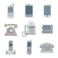 Colored outline various phone devices icons set Royalty Free Stock Photo