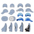 Colored outlined sneakers & baseball cap set